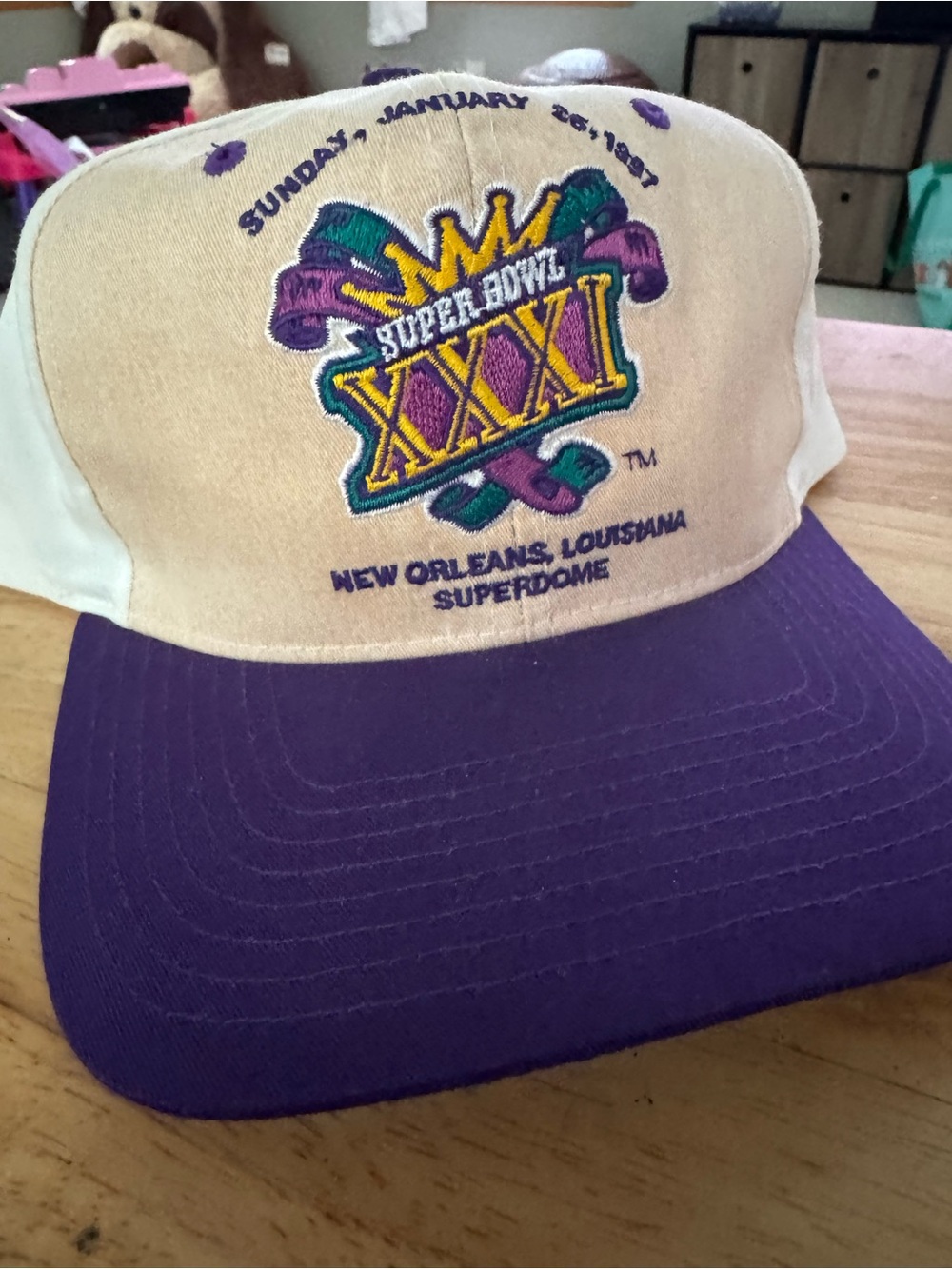 Super Bowl XXVI Embroidered Two-Tone Hat - Purple and Cream